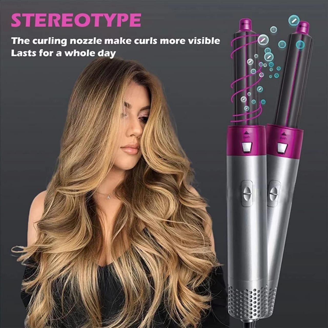 5 in 1 Multifunctional Hair Dryer Styling Tool, Detachable 5-in-1 Multi-Head Hot Air Comb, The Negative Ion Automatic Suction Hair Curle.