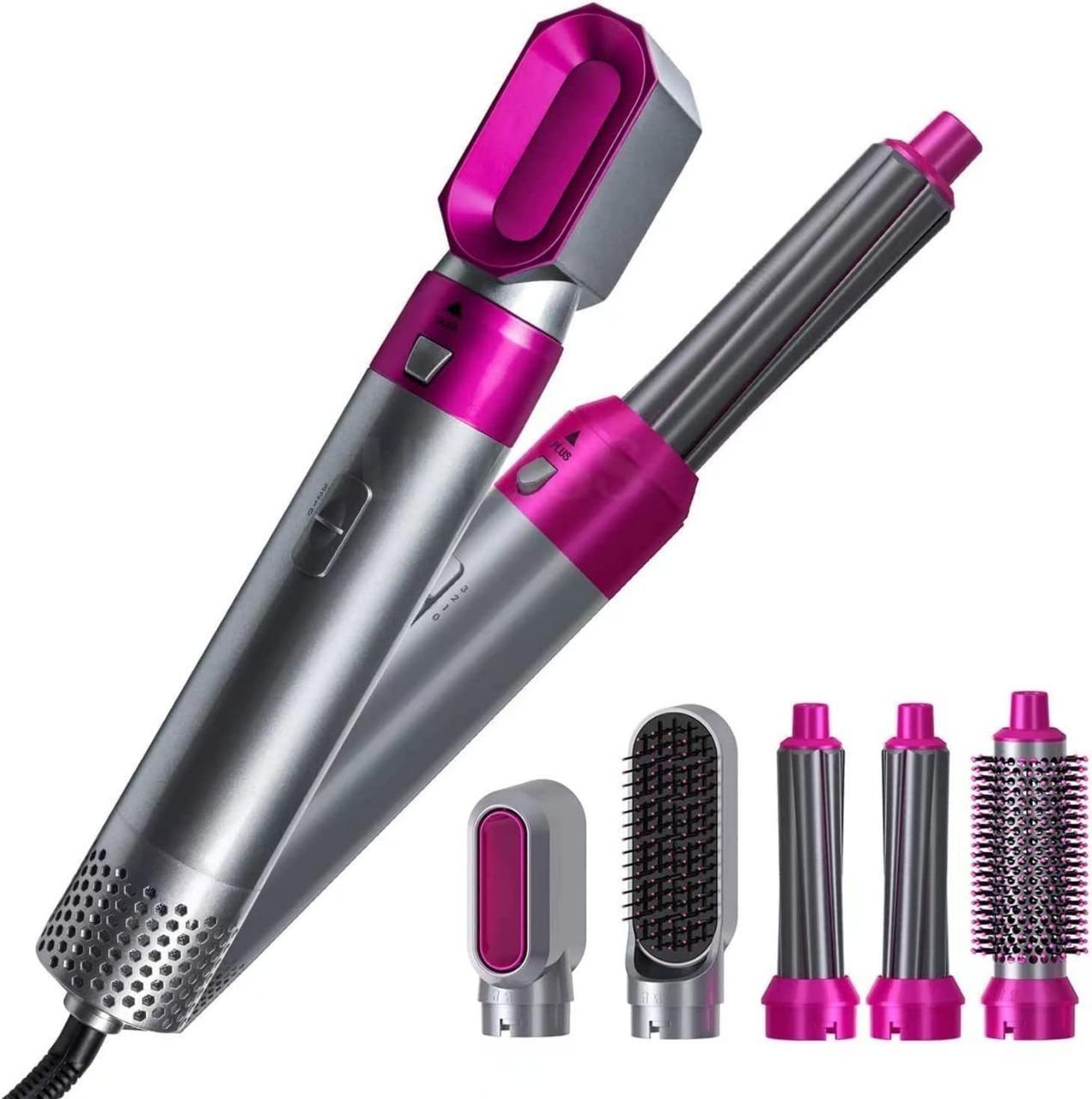 5 in 1 Multifunctional Hair Dryer Styling Tool, Detachable 5-in-1 Multi-Head Hot Air Comb, The Negative Ion Automatic Suction Hair Curle.