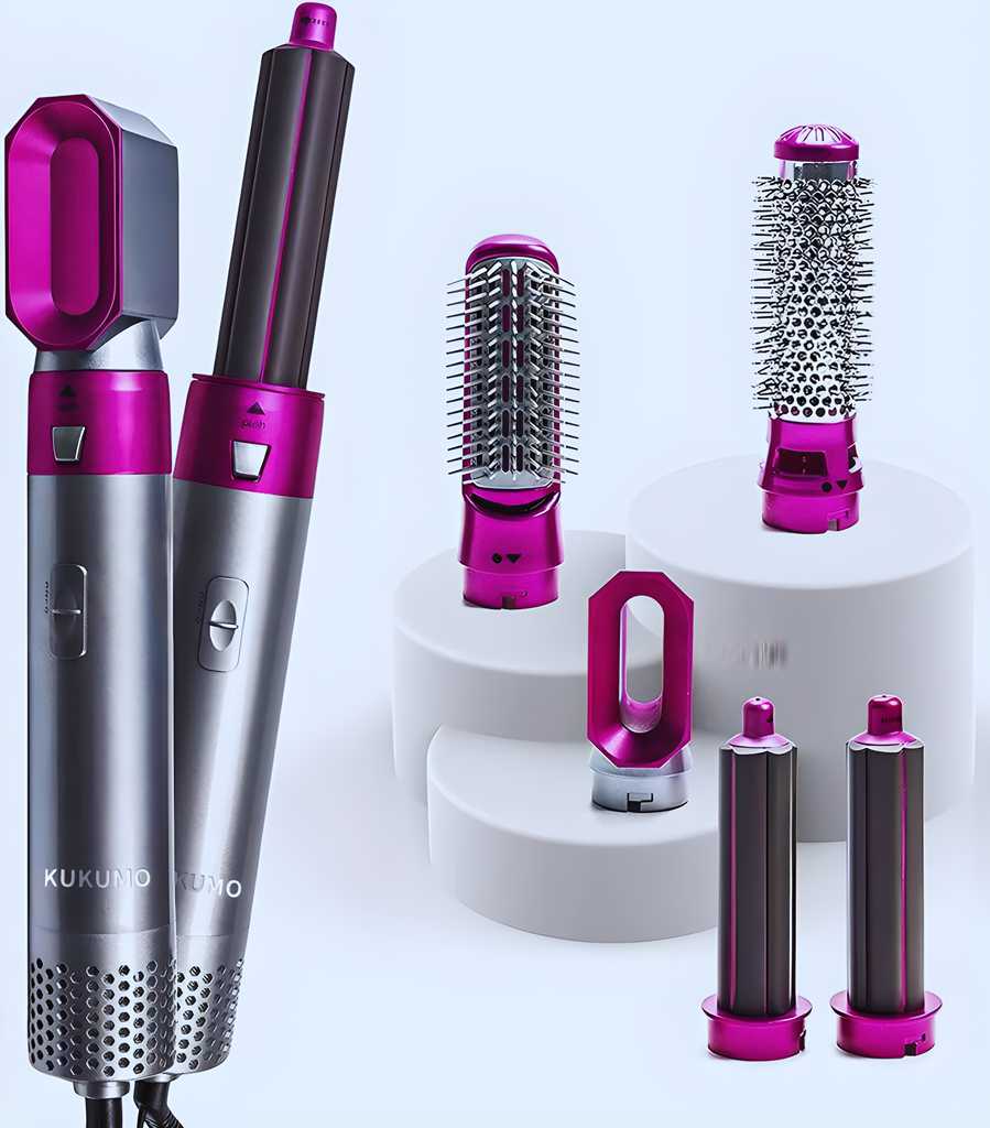 5 in 1 Multifunctional Hair Dryer Styling Tool, Detachable 5-in-1 Multi-Head Hot Air Comb, The Negative Ion Automatic Suction Hair Curle.