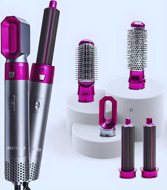 5 in 1 Multifunctional Hair Dryer Styling Tool, Detachable 5-in-1 Multi-Head Hot Air Comb, The Negative Ion Automatic Suction Hair Curle.