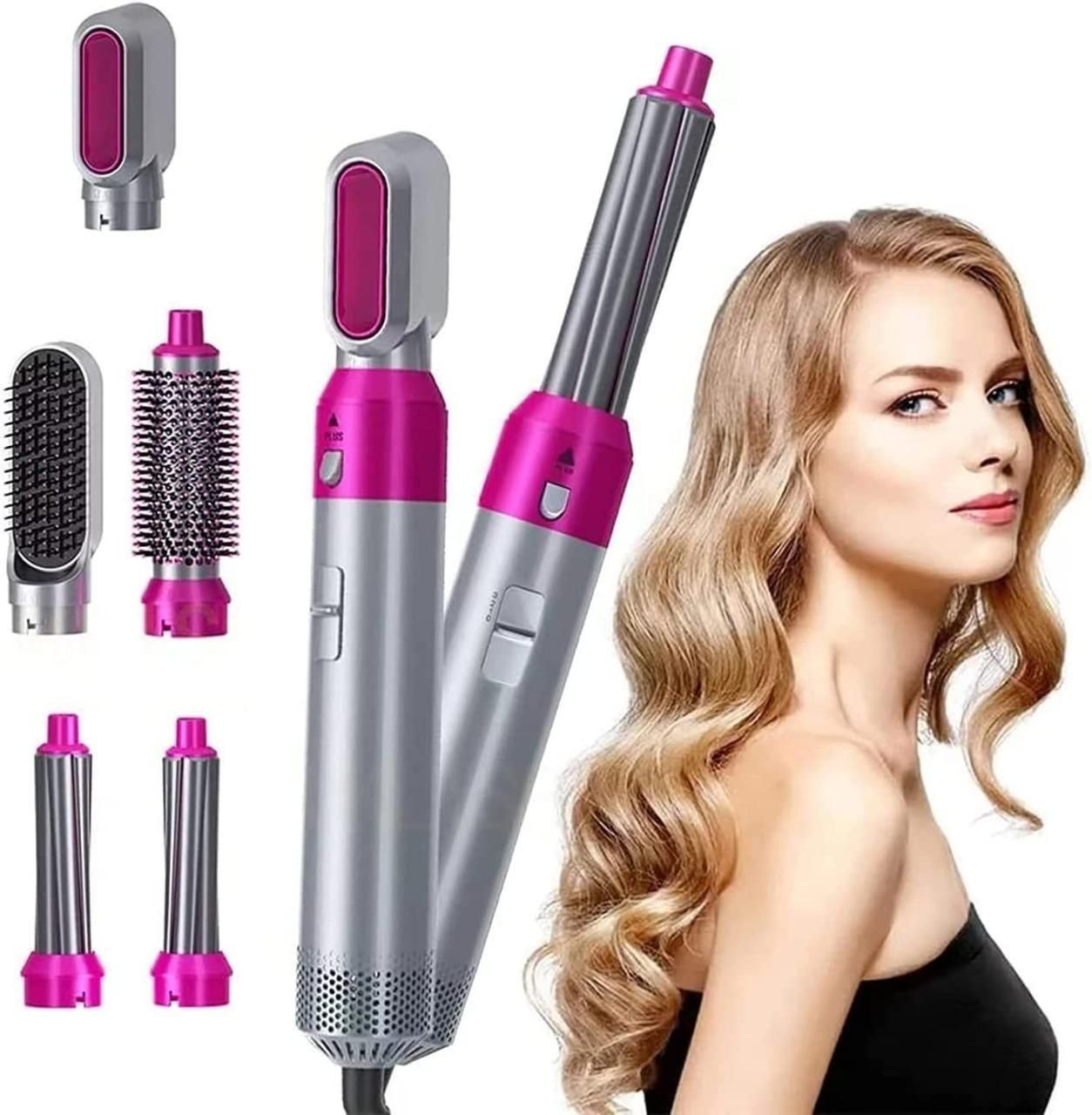 5 in 1 Multifunctional Hair Dryer Styling Tool, Detachable 5-in-1 Multi-Head Hot Air Comb, The Negative Ion Automatic Suction Hair Curle.